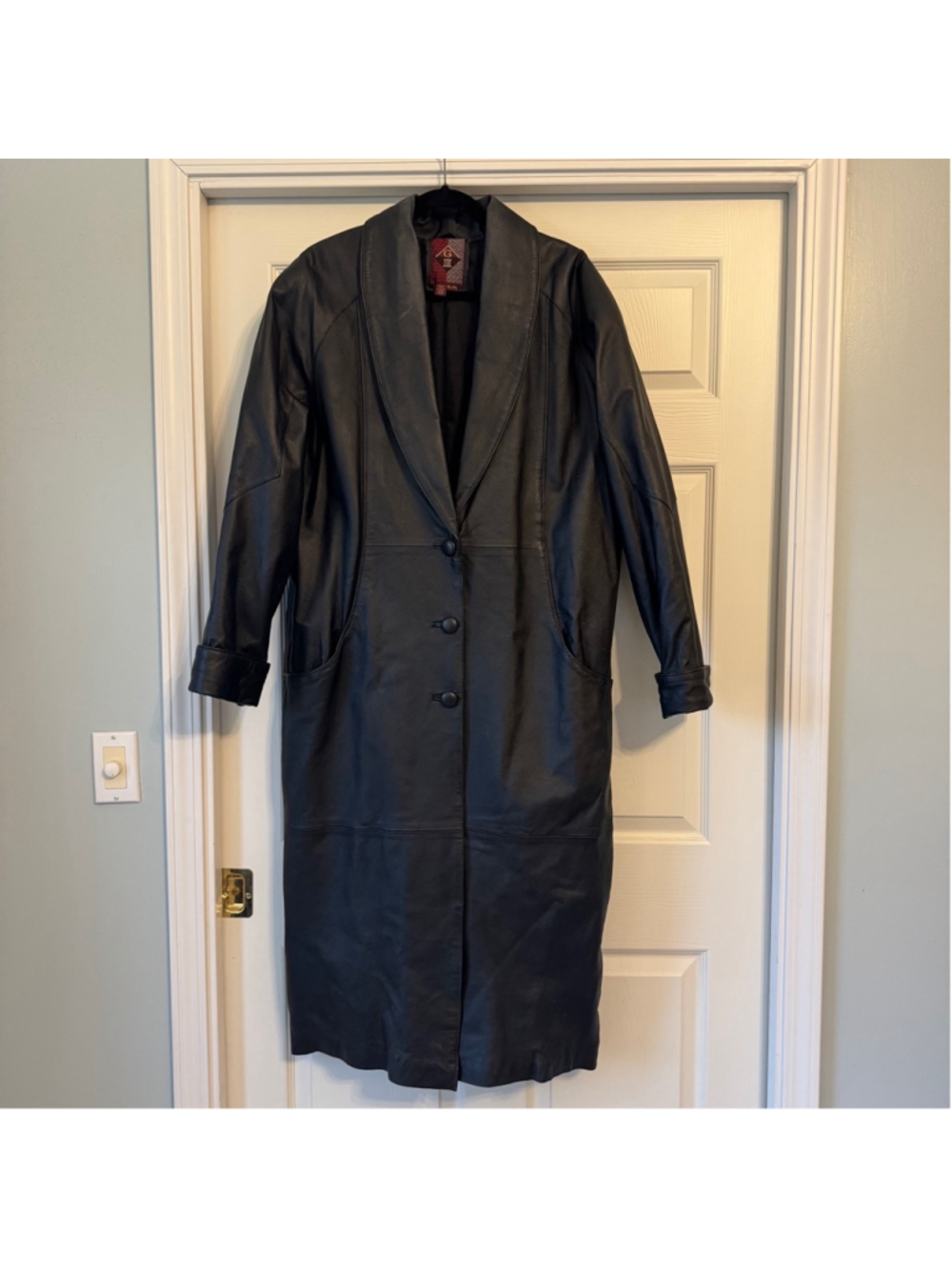 Vintage Women's G-III Leather Coat XL Black Full-Length Long Lined Insulated